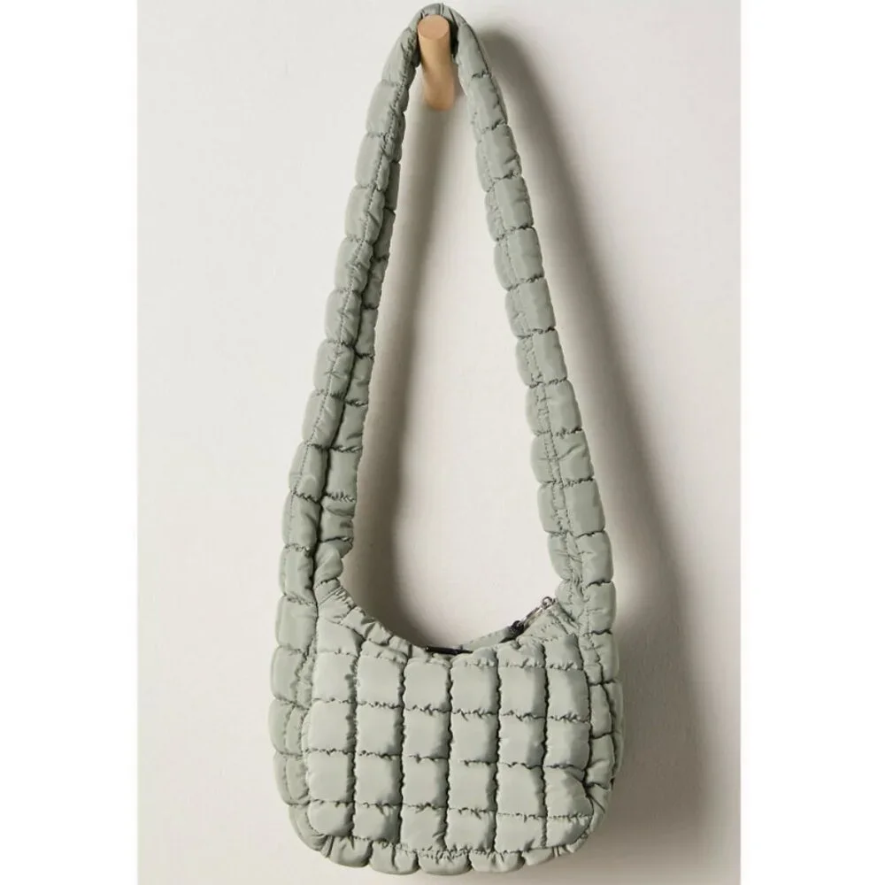 Free People Mini Carryall Sling Bag Quilted Carryall - Stone Sage - Picture 8 of 9